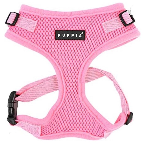 Authentic Puppia RiteFit Harness with Adjustable Neck, Pink, Small